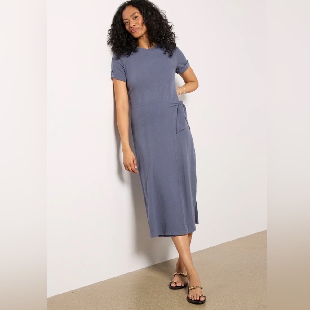 Evereve Anna Twist Midi Dress Slate Blue XL